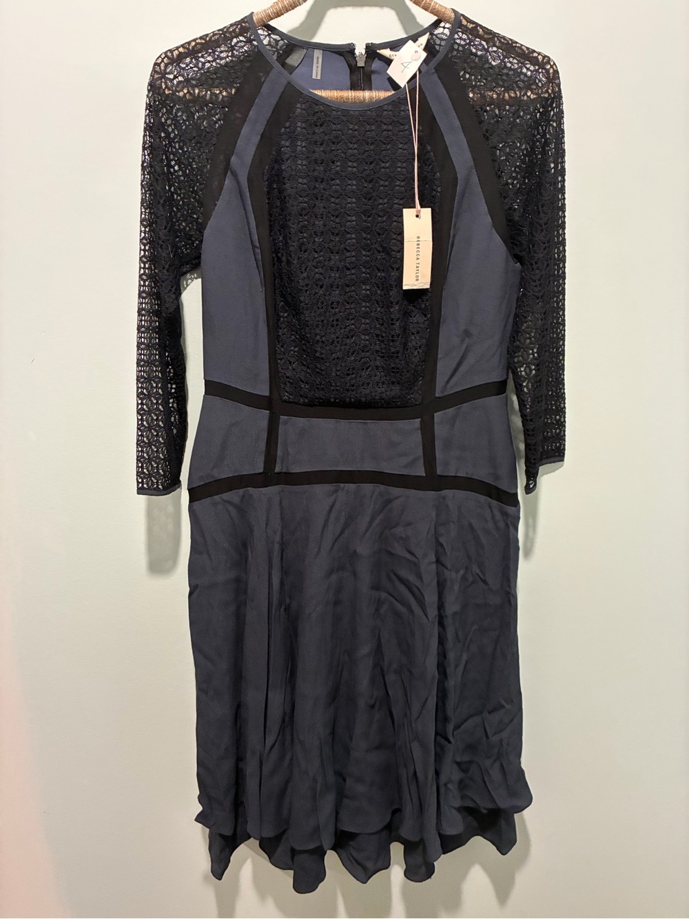 Rebecca Taylor Fit & Flare Dress Storm Grey Sz 4 NWT